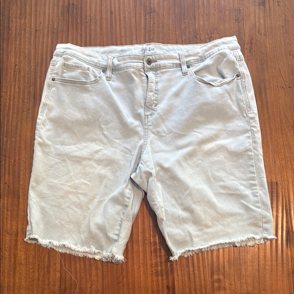 Style & Co. Blue Jean Shorts Distressed Cut-Off